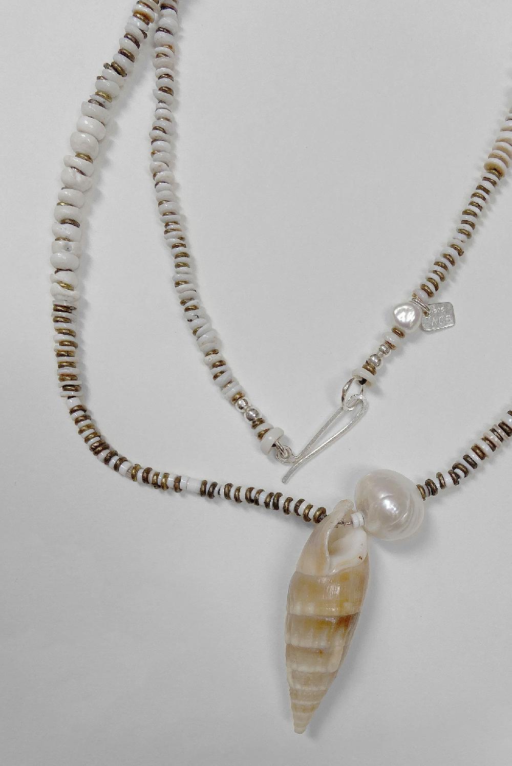 Annie Costello Brown X Long Shell Pendant