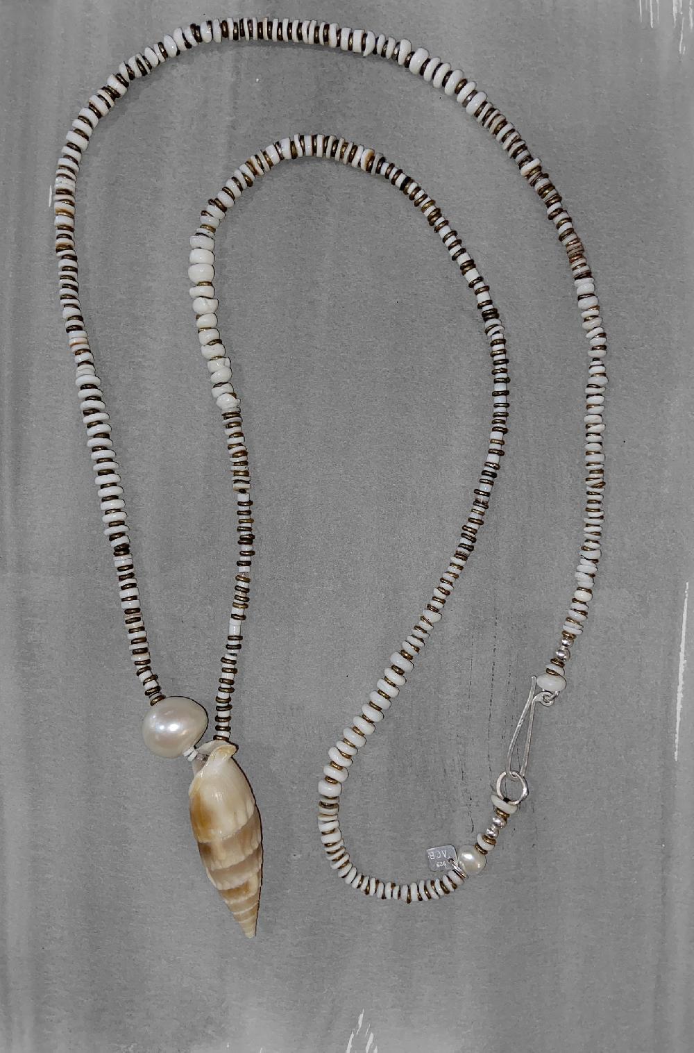 annie costello brown x long shell pendant