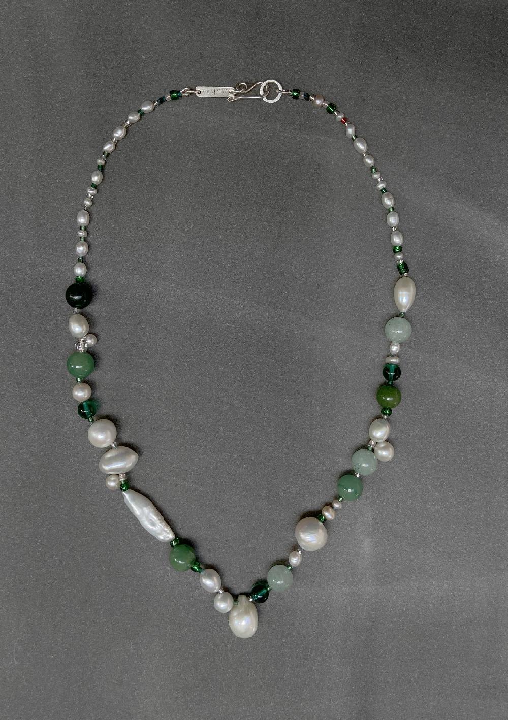 Annie Costello Brown Brigid Pearl Green Mix Necklace