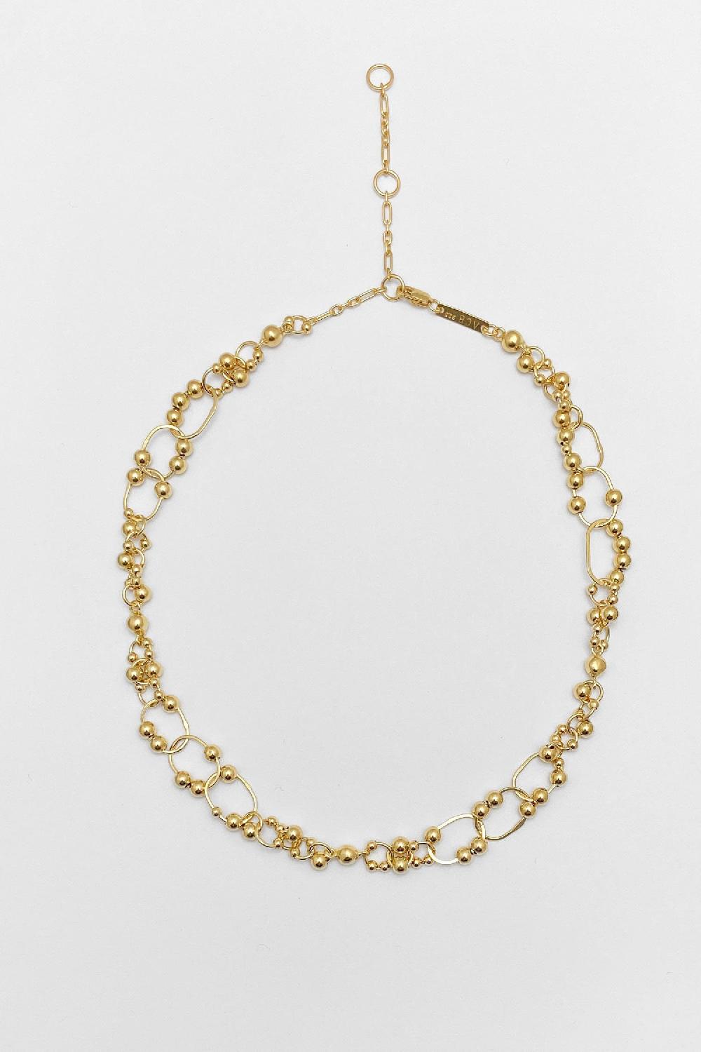 Annie Costello Brown Fine Cav Beaded Collar Vermeil