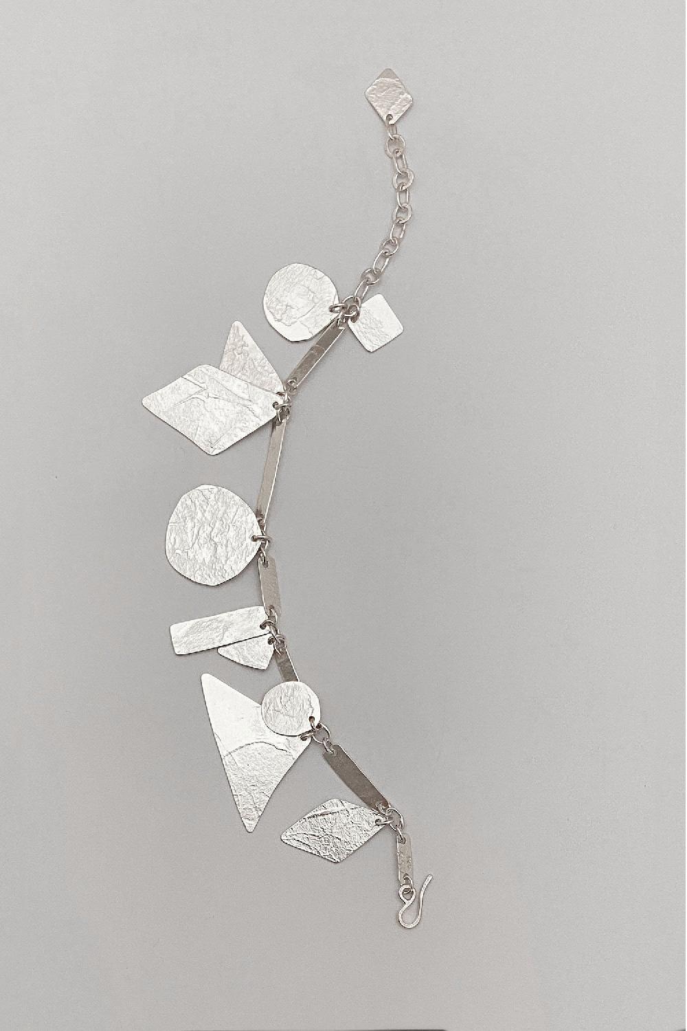 Annie Costello Brown Pyramid Charms Bracelet Silver