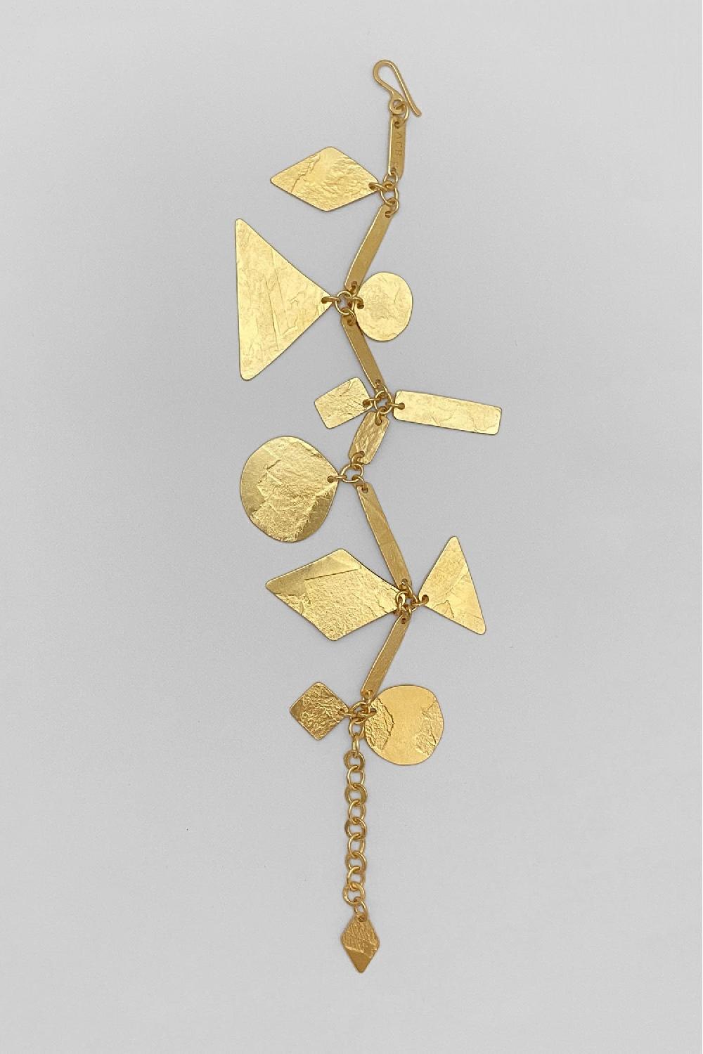 Annie Costello Brown Pyramid Charms Bracelet Vermeil