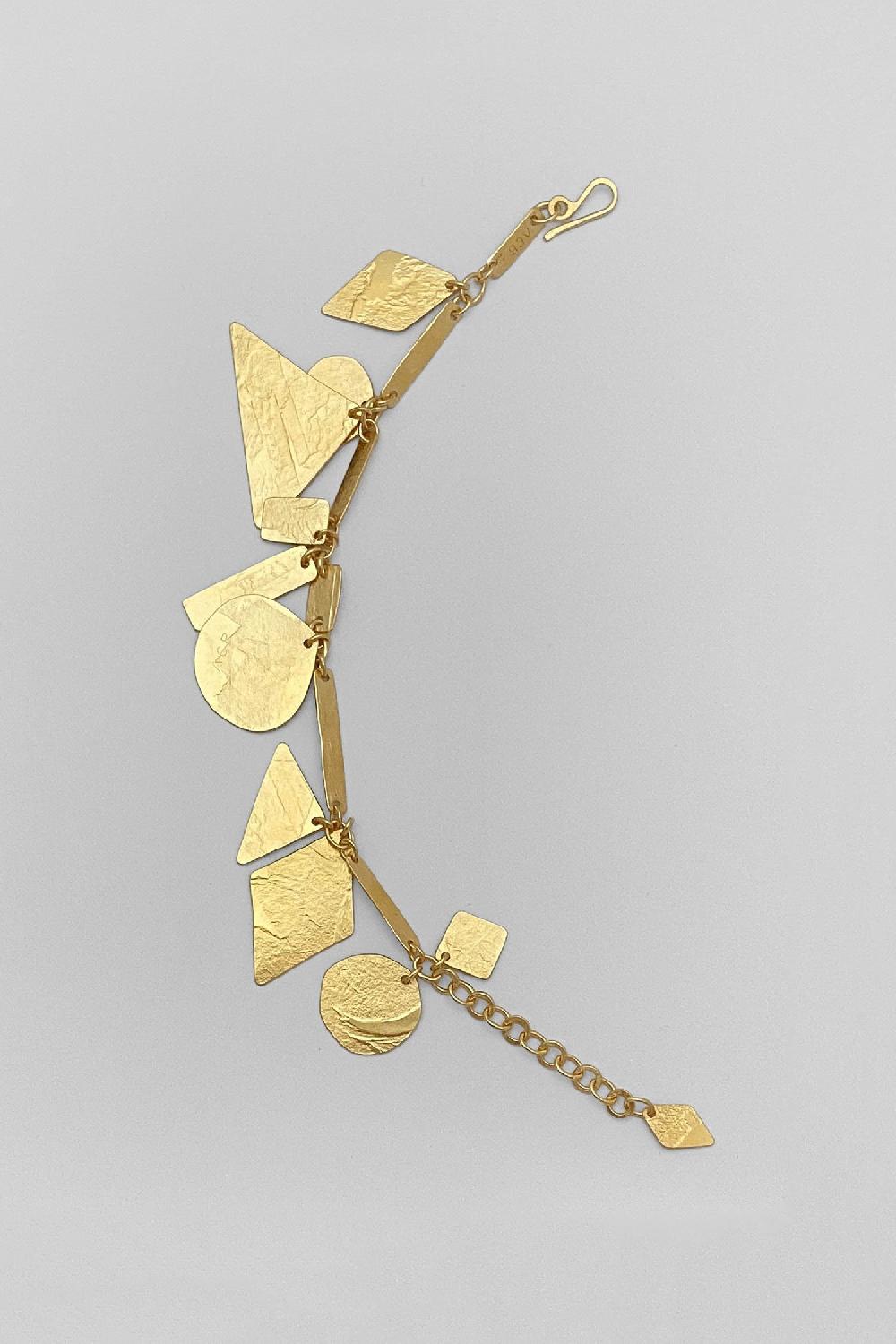 Annie Costello Brown Pyramid Charms Bracelet Vermeil