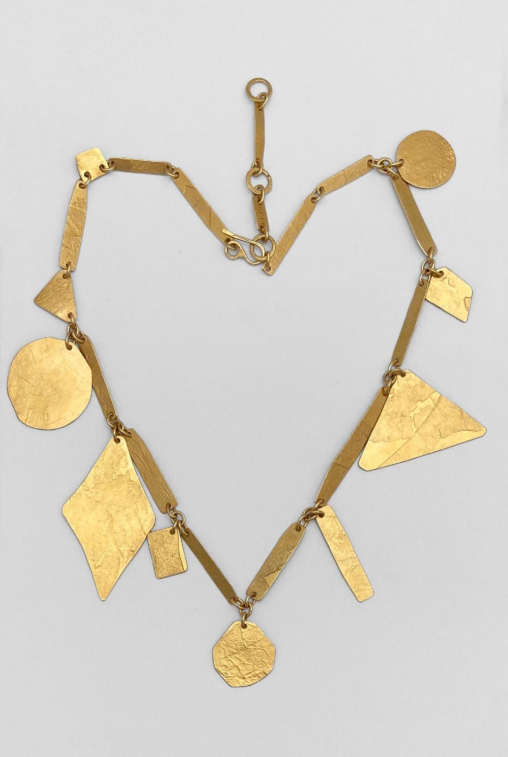 Annie Costello Brown Pyramid Charms Necklace Vermeil