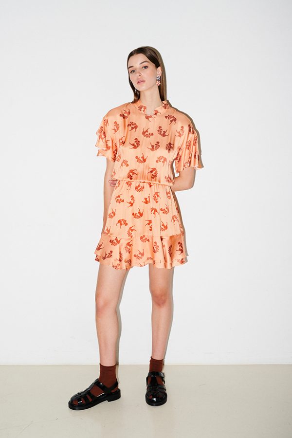 annie p Afro Dress Cats Small Salmon