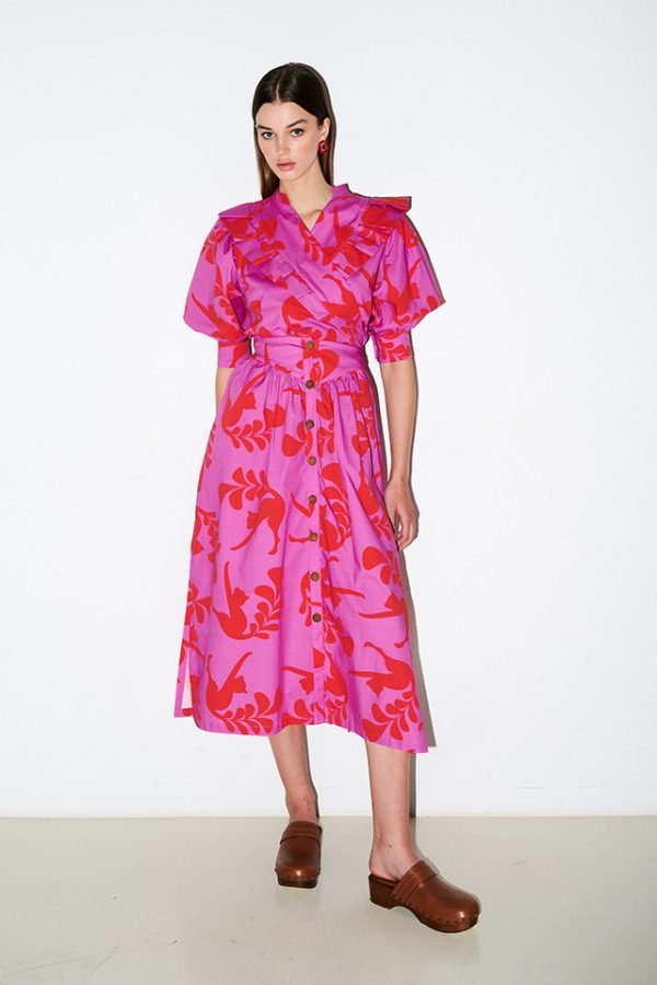 annie p Amelia Skirt Cats Big Fuchsia