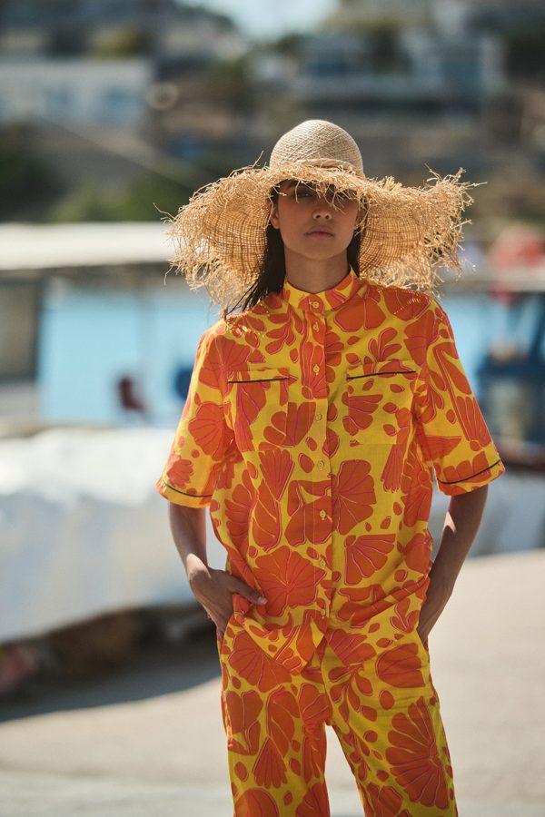 Annie P Antibes Pants Garden Yellow & Orange