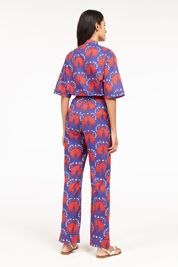 Annie P Antibes Pants Parrots Blue & Red