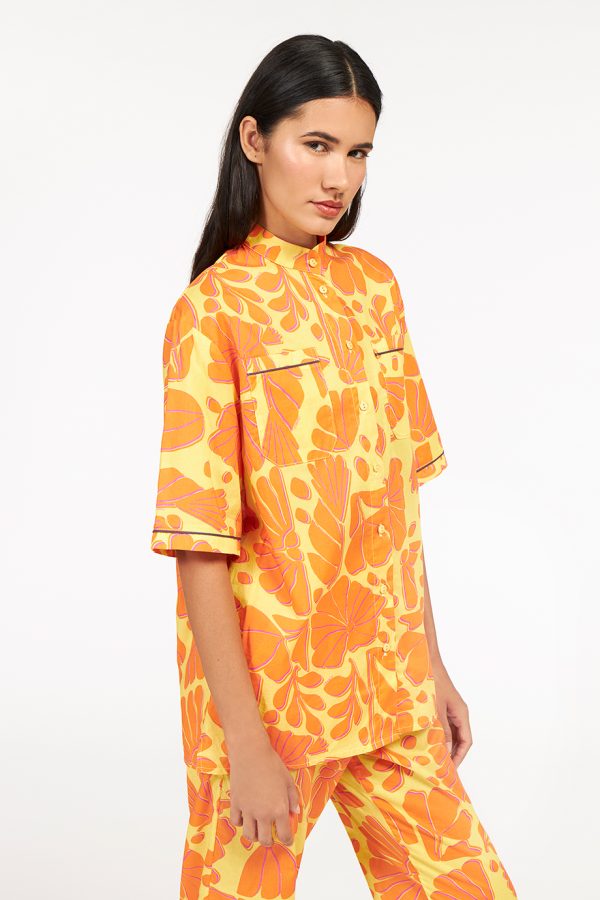 Annie P Antibes Shirt Garden Yellow & Orange