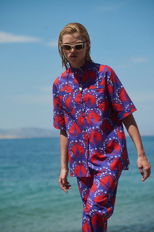 annie p Antibes Shirt Parrots Blue & Red
