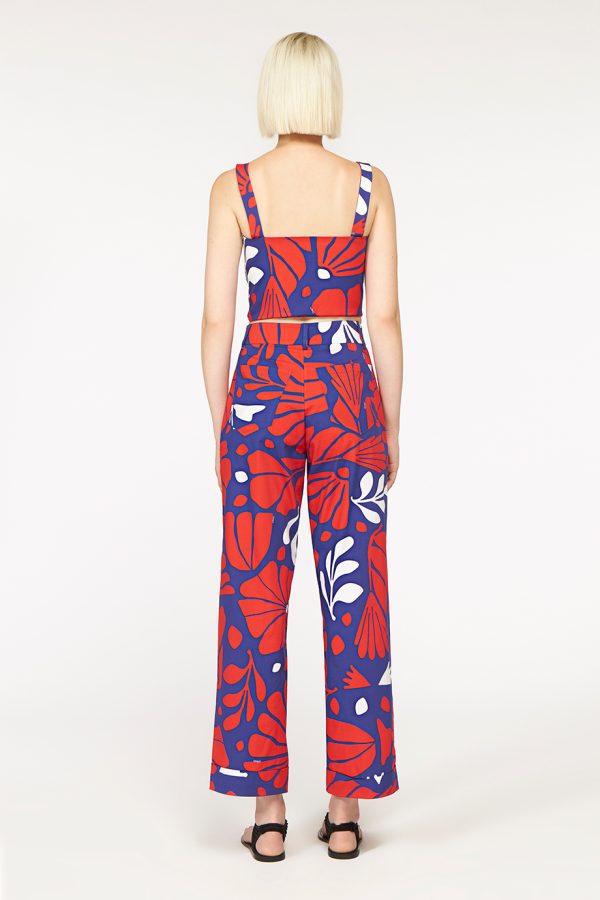 Annie P Basic Pants Garden Blue&Red