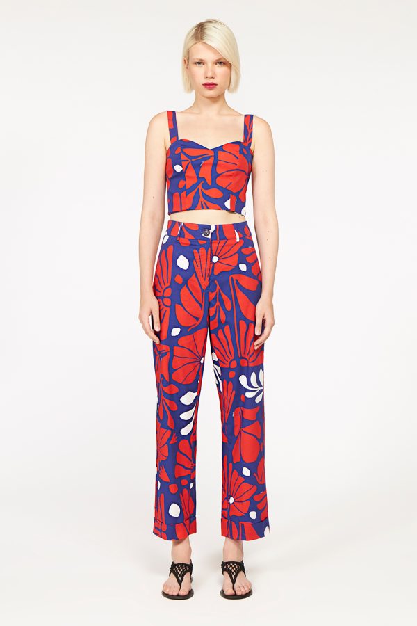 annie p Basic Pants Garden Blue&Red