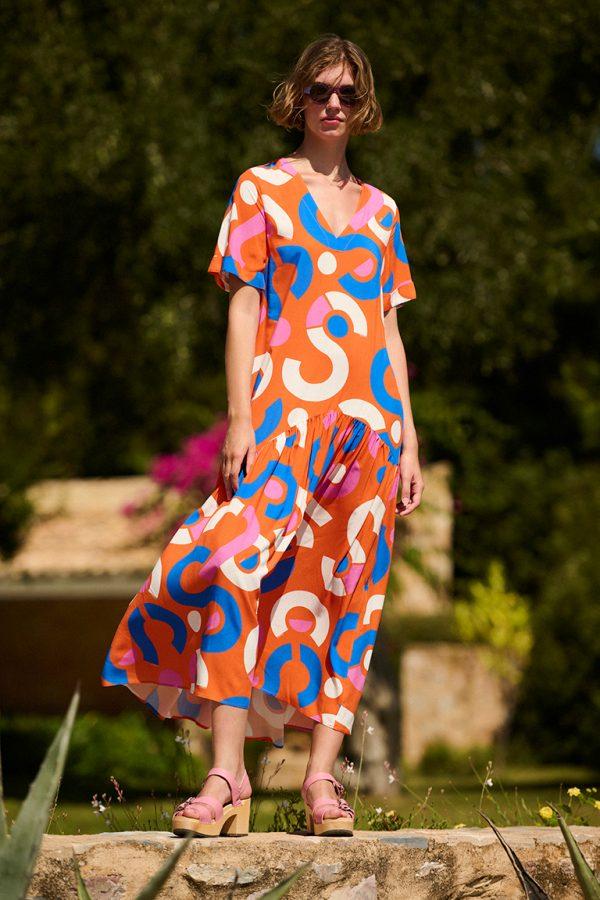 Annie P Bella Dress Candybag Orange