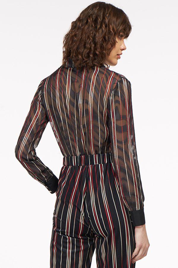 Annie P Bella Shirt Mixed Lines Black