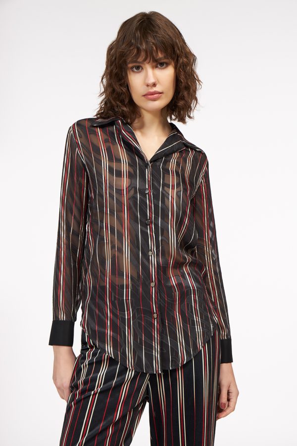 annie p Bella Shirt Mixed Lines Black