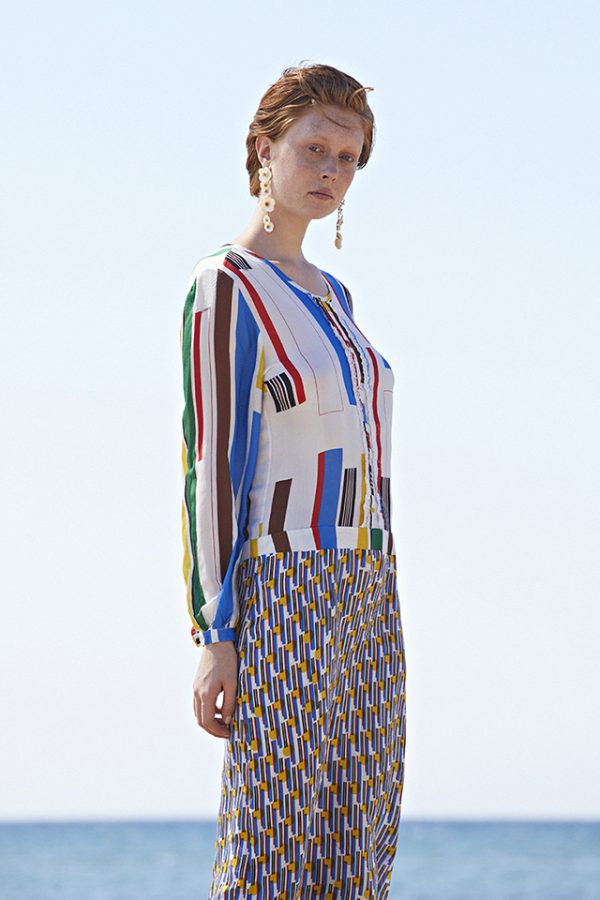 annie p Chloe Dress Tetris White Big/Packman