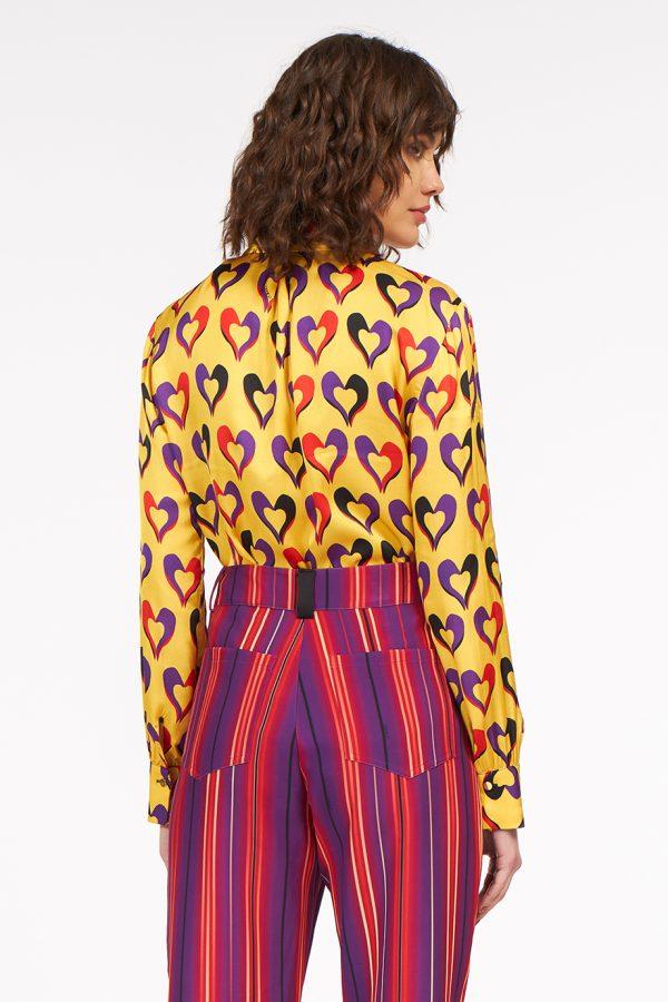 Annie P Classic Shirt Hearts Yellow