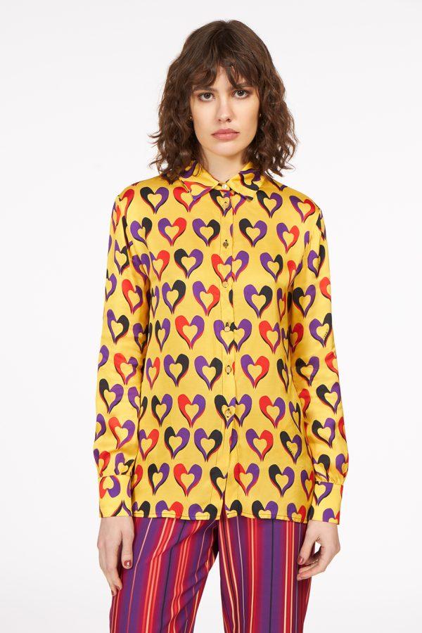 annie p Classic Shirt Hearts Yellow