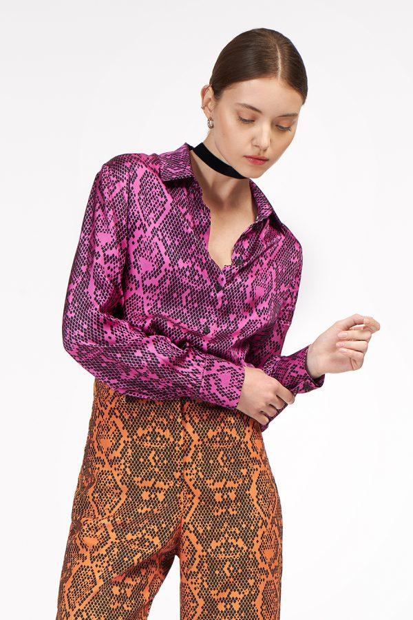 Annie P Classic Shirt Snake Pink