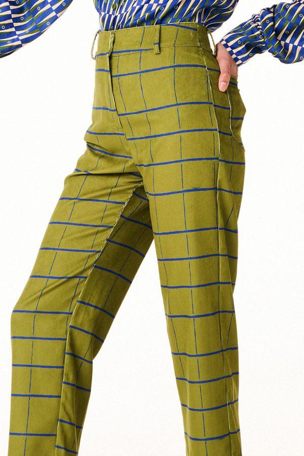 Annie P Cord Pants Olive Squares