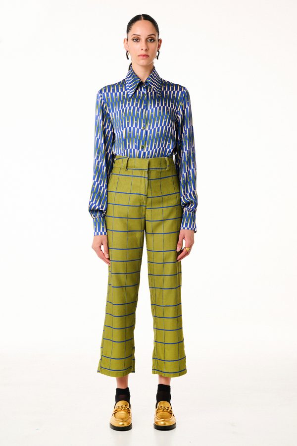 annie p Cord Pants Olive Squares