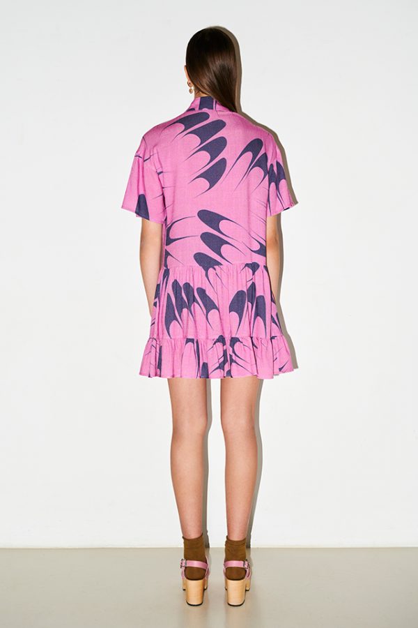 Annie P Gambit Dress Cats Paw Pink