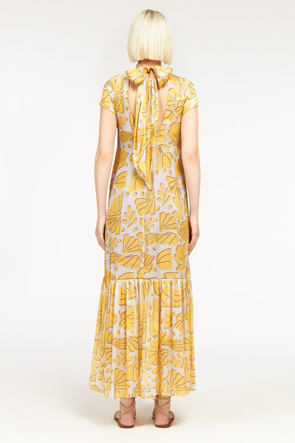 Annie P Grace Dress Garden Grey And Yellow