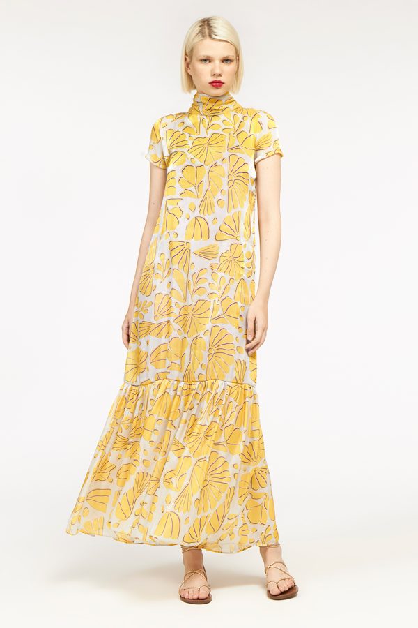 annie p Grace Dress Garden Grey and Yellow