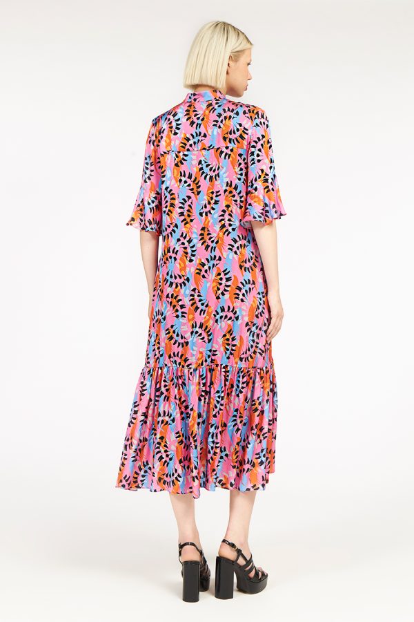 Annie P Lala Dress Dancing Feathers Fuchsia