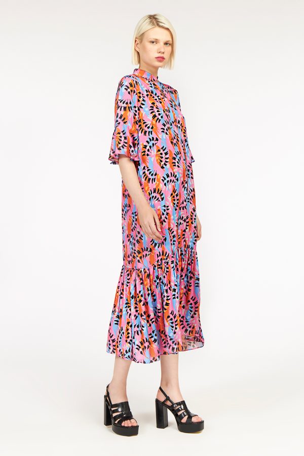 Annie P Lala Dress Dancing Feathers Fuchsia