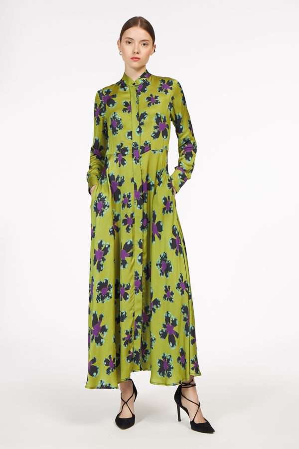 annie p Lara Dress Flowers Olive