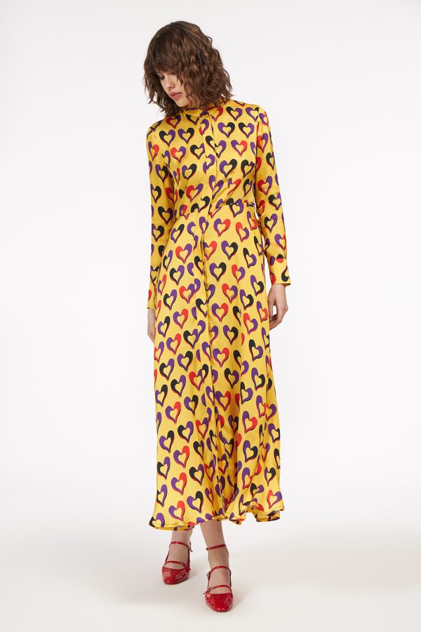 Annie P Lara Dress Hearts Yellow