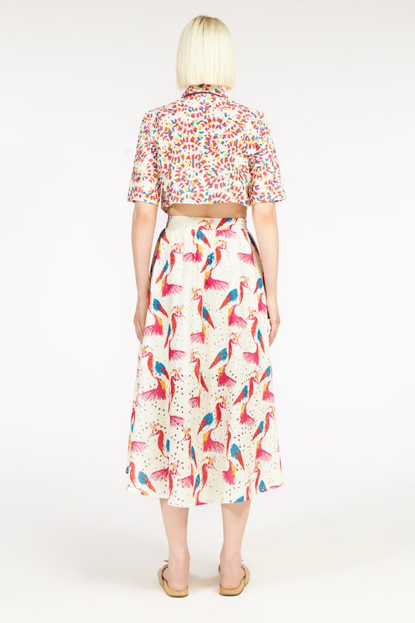 Annie P Lily Skirt Birds Multi Cream