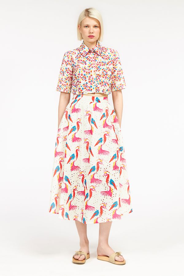 annie p Lily Skirt Birds Multi Cream