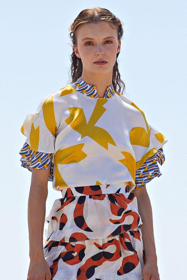 annie p Love Blouse Birds Yellow