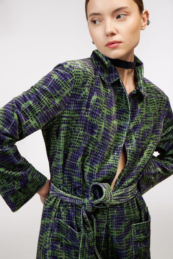 Annie P Lux Jacket Mixed Square Green