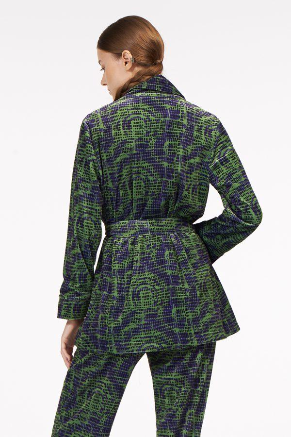 Annie P Lux Jacket Mixed Square Green