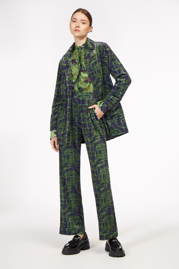 Annie P Lux Jacket Mixed Square Green