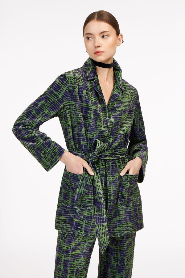 annie p Lux Jacket Mixed Square Green
