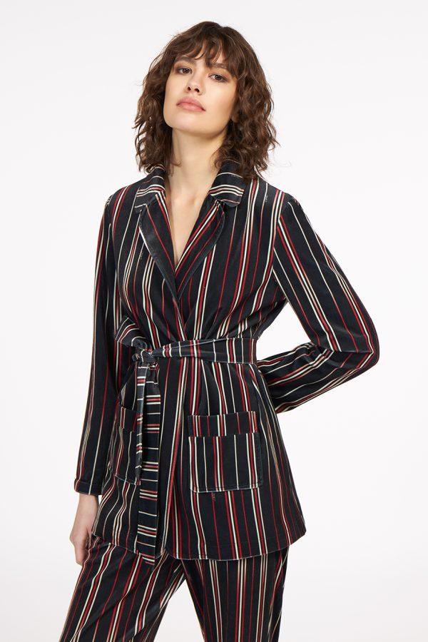 annie p Lux Jacket Multi Lines Black