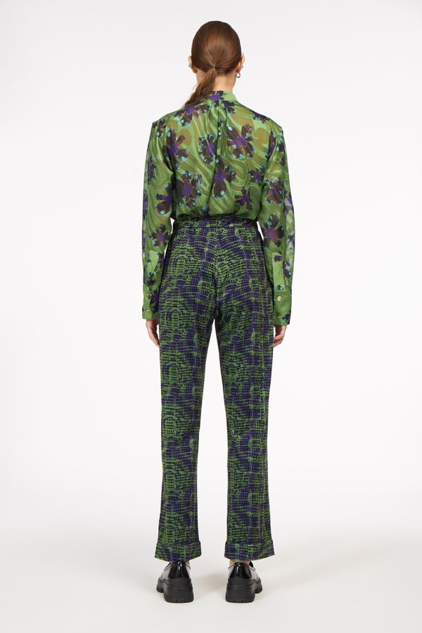 Annie P Lux Pants Mixed Square Green