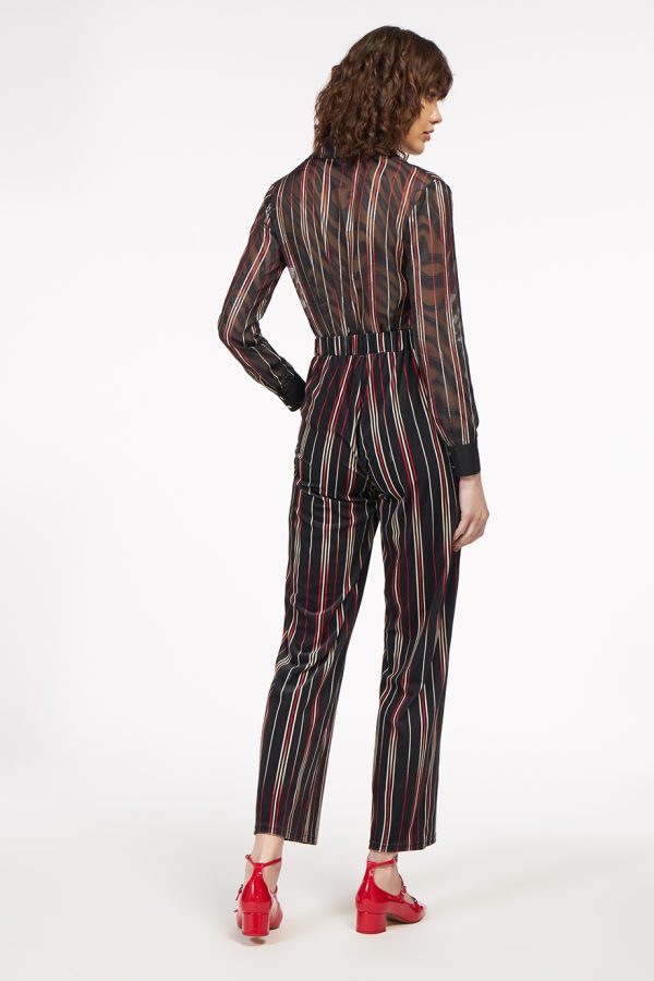 Annie P Lux Pants Multi Lines Black