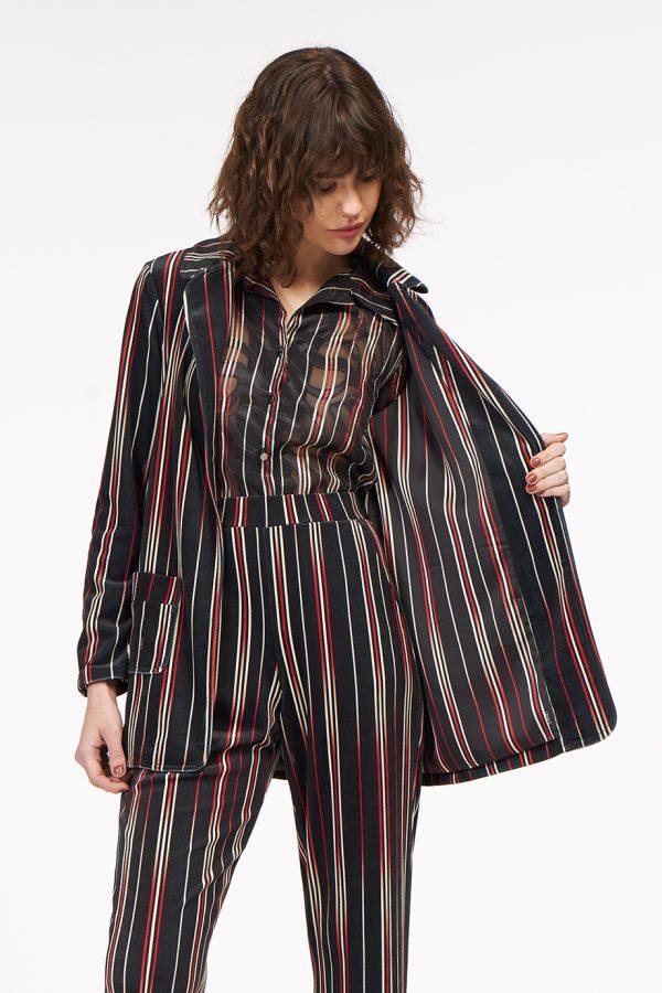 Annie P Lux Pants Multi Lines Black