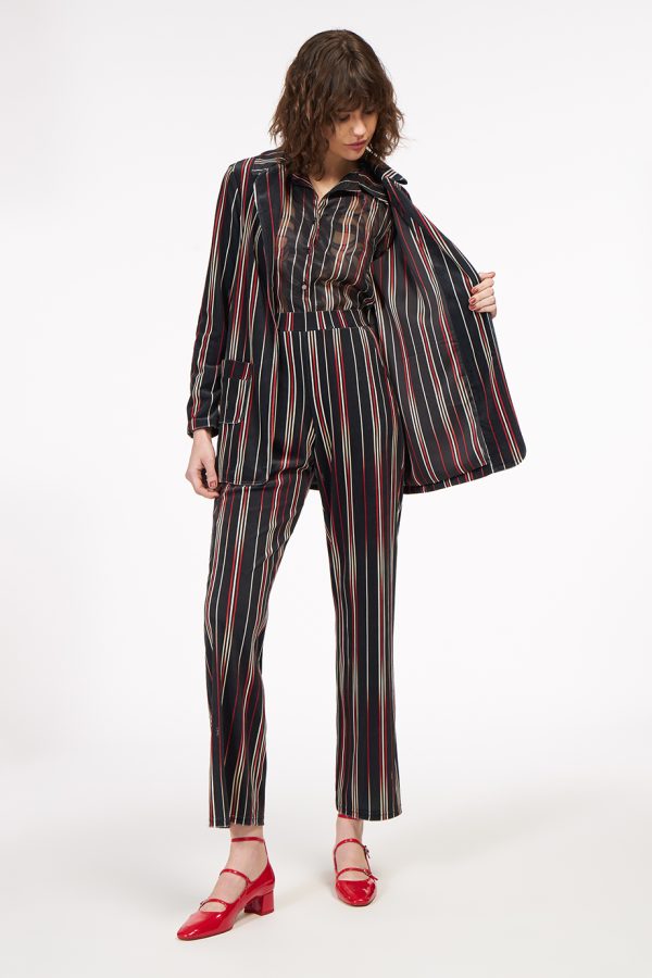 annie p Lux Pants Multi Lines Black