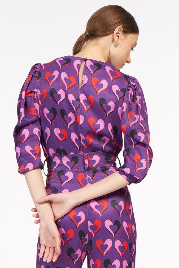 Annie P Nala Blouse Hearts Purple