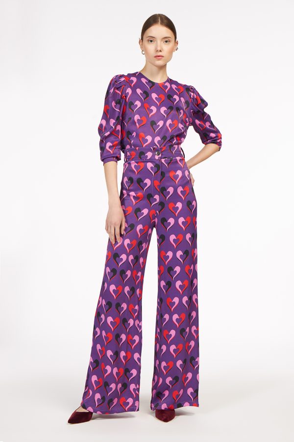 Annie P Nala Blouse Hearts Purple