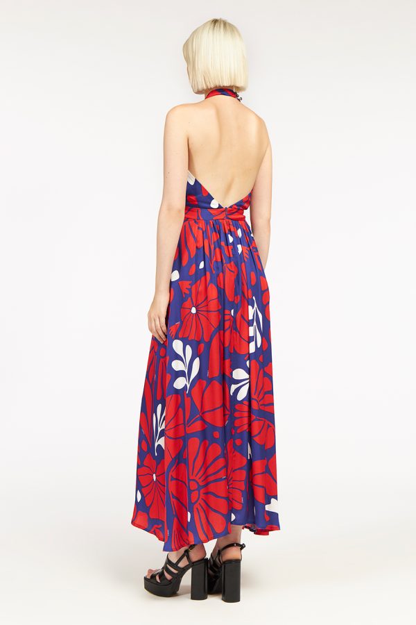 Annie P Naomi Dress Garden Blue&Red