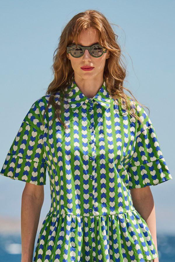 Annie P New Gambit Hearts Blue/White