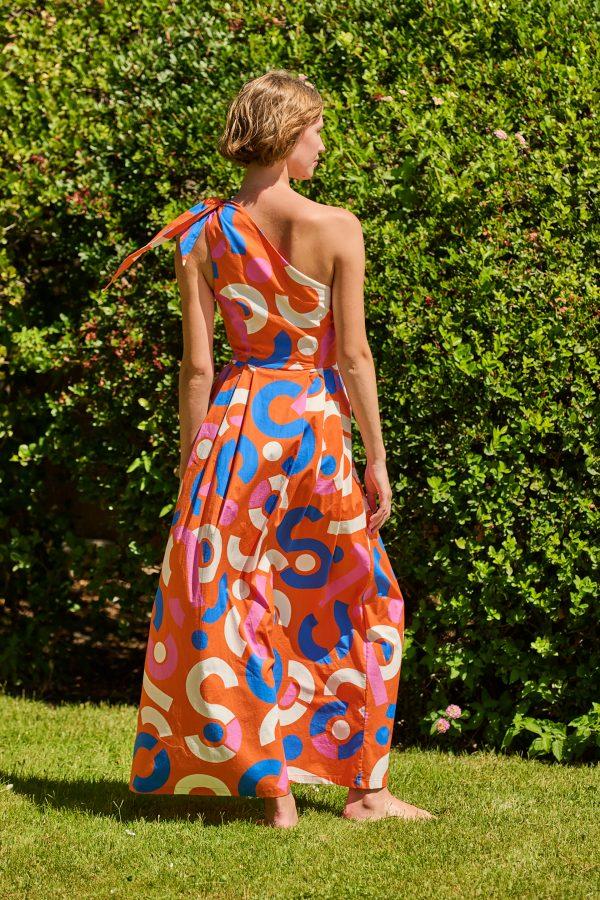 Annie P One Shoulder Dress Candybag Orange