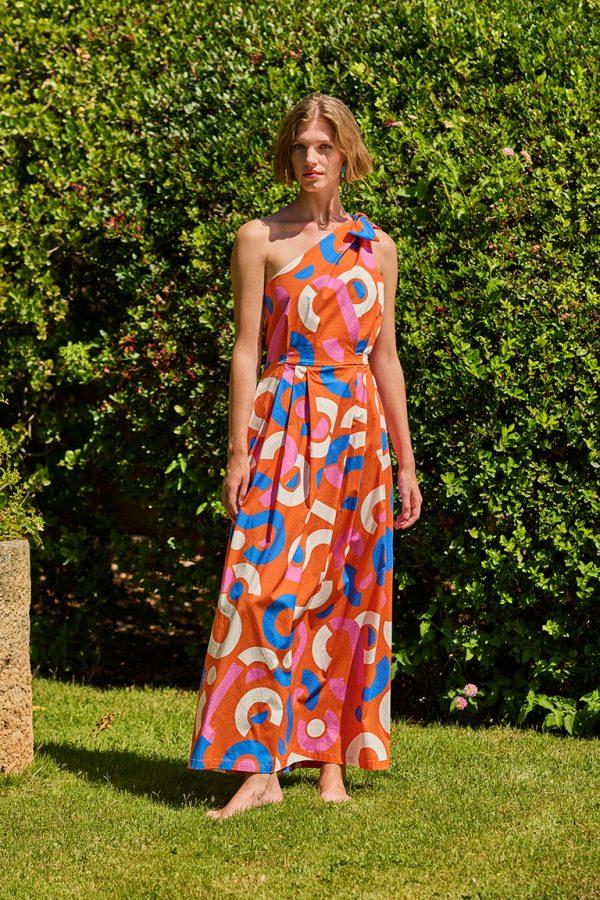 annie p One Shoulder Dress Candybag Orange